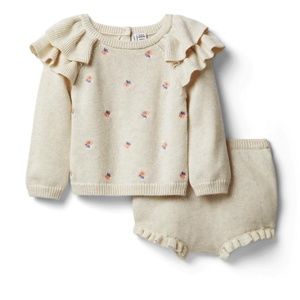Janie & jack embroidered Floral SWEATER MATCHING SET 12-18 months